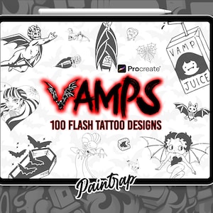 Vampire Flash Tattoo Stamps for Procreate - 100 Vampire Vampire Style Stencil Flash Tattoo Style Stempelborstels Pack - Instant Digitale Download