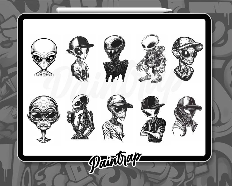 Alien Boys Stamp Brushes for Procreate - 60 Alien Style Stamp Brushes ...