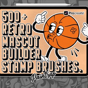 Retro Cartoon Character Creator Builder dla Procreate Stamp Brush Set - 500+ maskotek Stamp Brushes - Łatwy dostęp - Natychmiastowe pobranie cyfrowe