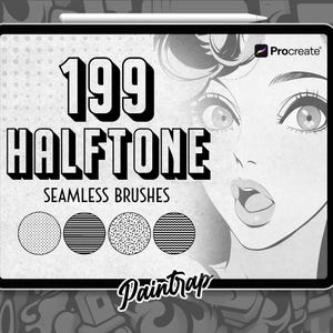 Halftone Texture Brushes for Procreate - 199 Halftone Screentone Seamless Texture Brushes - Comics Manga Brushset - Instant Digital Download