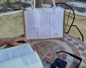 Bolso crochet negro granny square