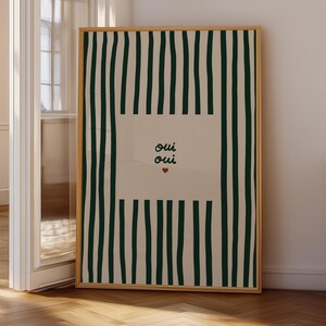 Art mural à rayures vertes imprimable : affiche française minimaliste (téléchargement numérique)