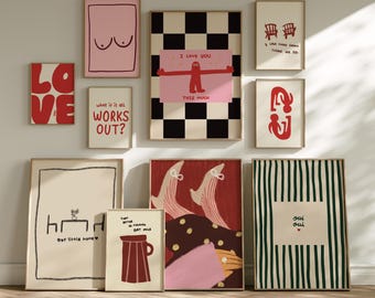 Conjunto de 10 láminas decorativas imprimibles para pared, pósteres modernos para decoración del hogar.