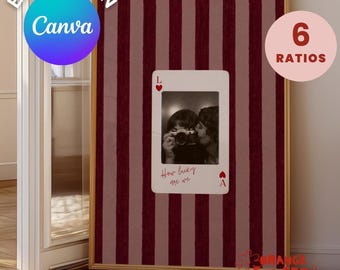 Plantilla de naipes de amor de Canva, collage de fotos romántico, recuerdo de San Valentín (descarga digital)
