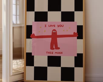 Póster decorativo con la frase "Te quiero muchísimo" (descarga digital).