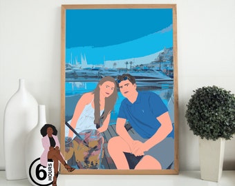 Gepersonaliseerd portret, gezichtsloos portret, aangepaste illustratie, gepersonaliseerde foto, fotoillustratie, vriendje cadeau, vriendin cadeau