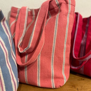 Strandtaschen - Stoffbeutel - Bunte Tragetasche - Gestreifte Stofftasche - Jeden Tag Tasche - Handtasche - Schultertasche