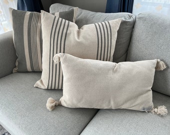 Decorative Pillows - Handwoven Pillows - Striped Throw Pillows -20 x 20in and 12 x 20in - Lumbar Pillowcase - Machine Washable Pillowcase