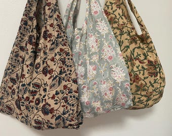 Bolsa de algodón floral: bolsa de compras plegable y reutilizable (40,6 x 41,9 cm)