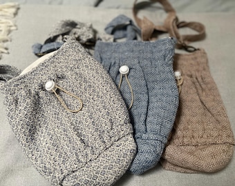 Handmade Cotton Water Bottle Bag: Crossbody Travel Purse