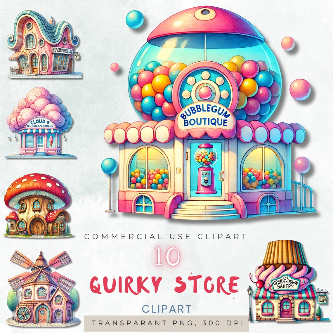 Whimsical Store Clipart Bundle, Fantasy Shop Clipart, Cute Candy Store ...