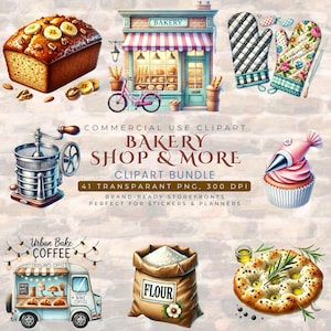 Retro Café Clipart Bundle PNG | Vintage Menu Scenes for Logos Recipe Cards