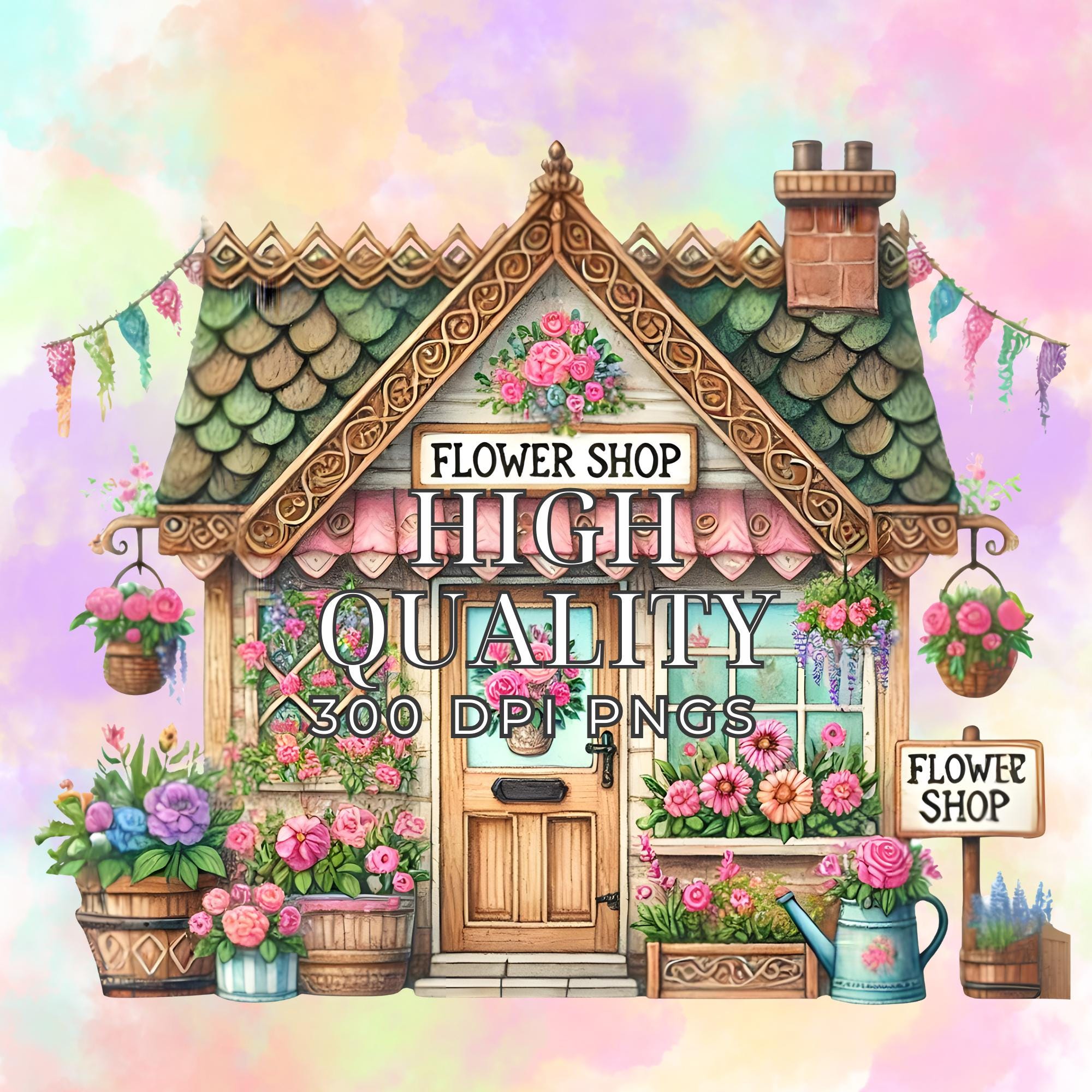 Cottagecore Store Clipart Set – Whimsical Cafe, Bakery Graphics ...