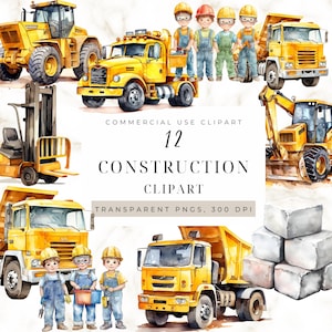 Watercolor Hard Hat Clipart - Builder PNG - Construction Vehicle Illustrations - Perfect for Scrapbooking