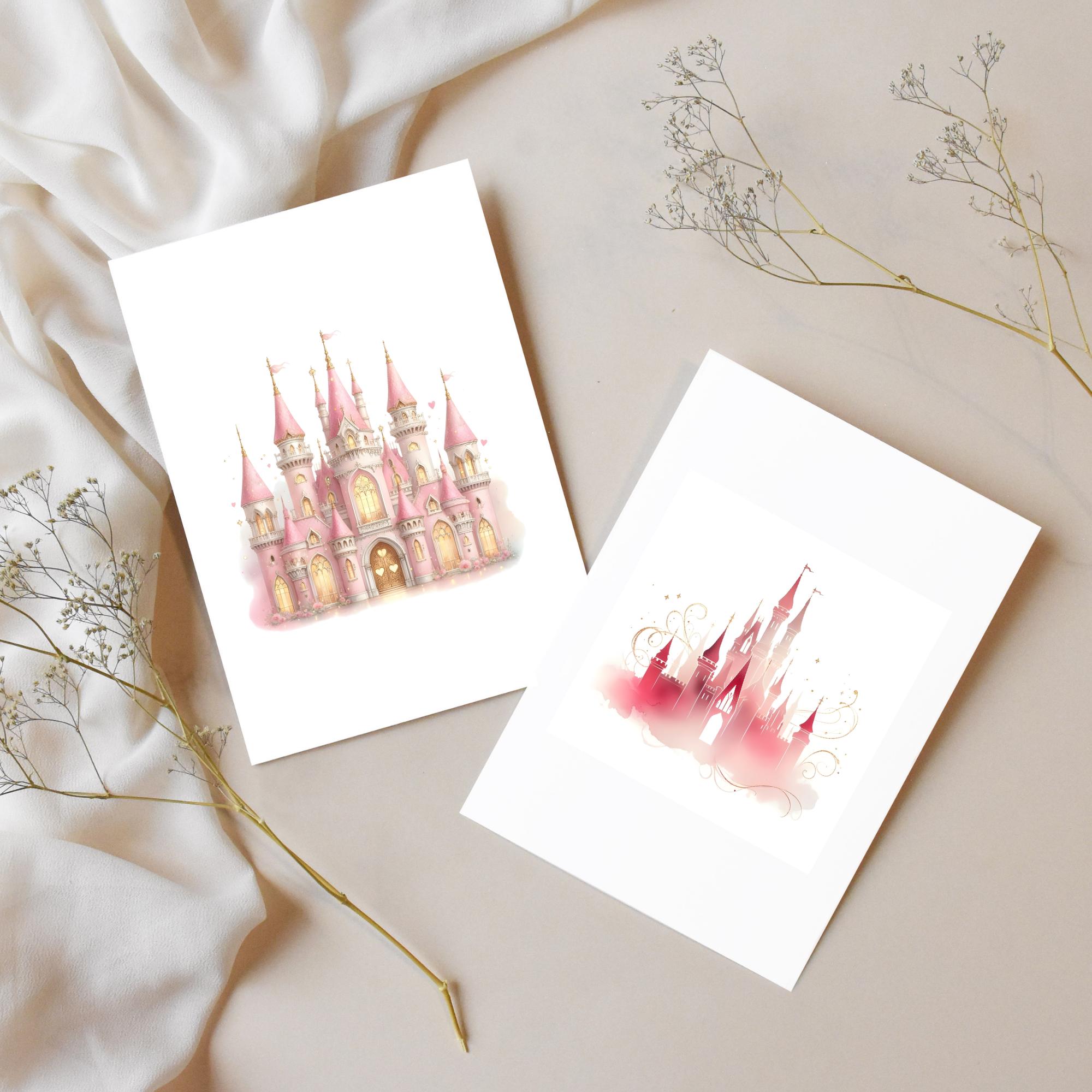 Fairy Tale Castle PNG | Pink Watercolor Fantasy Palace Clipart for ...