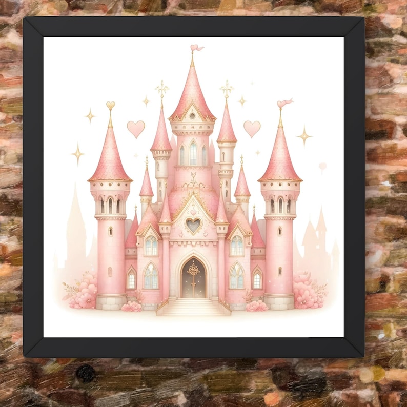 Fairy Tale Castle PNG | Pink Watercolor Fantasy Palace Clipart for ...