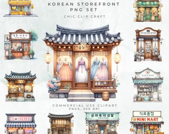 Koreaanse storefront-shopset digitale download