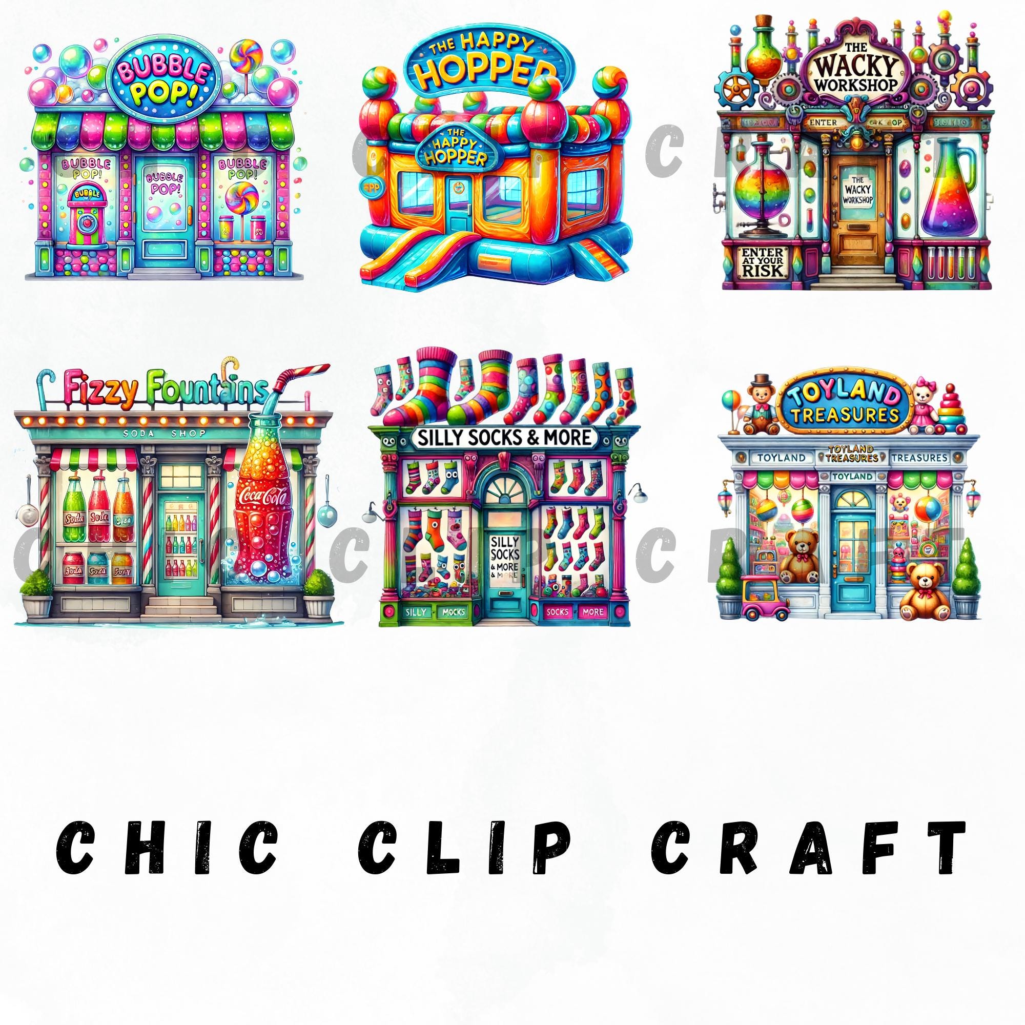Whimsical Store Clipart Bundle, Fantasy Shop Illustrations (PNG, 300 ...