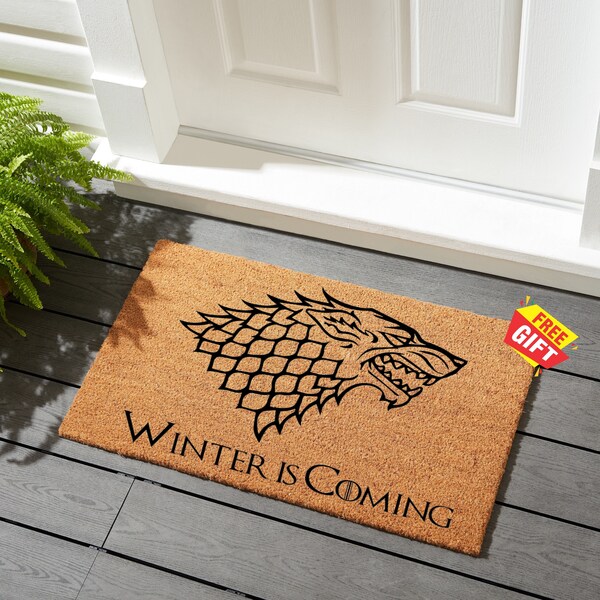 Winter Is Coming Doormat, Winter Is Coming Symbol Mat, Movie Doormat, Direwolves Doormat Gift, Series Welcome Mat, Targaryen Rug