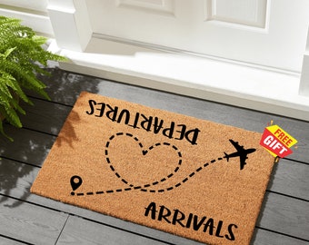 Arrivals Departures Doormat, Home Sweet Home Doormat, Welcome Mat, Housewarming Gift, Front Doormat, Arrivals Departures Mat, Newlywed Gift