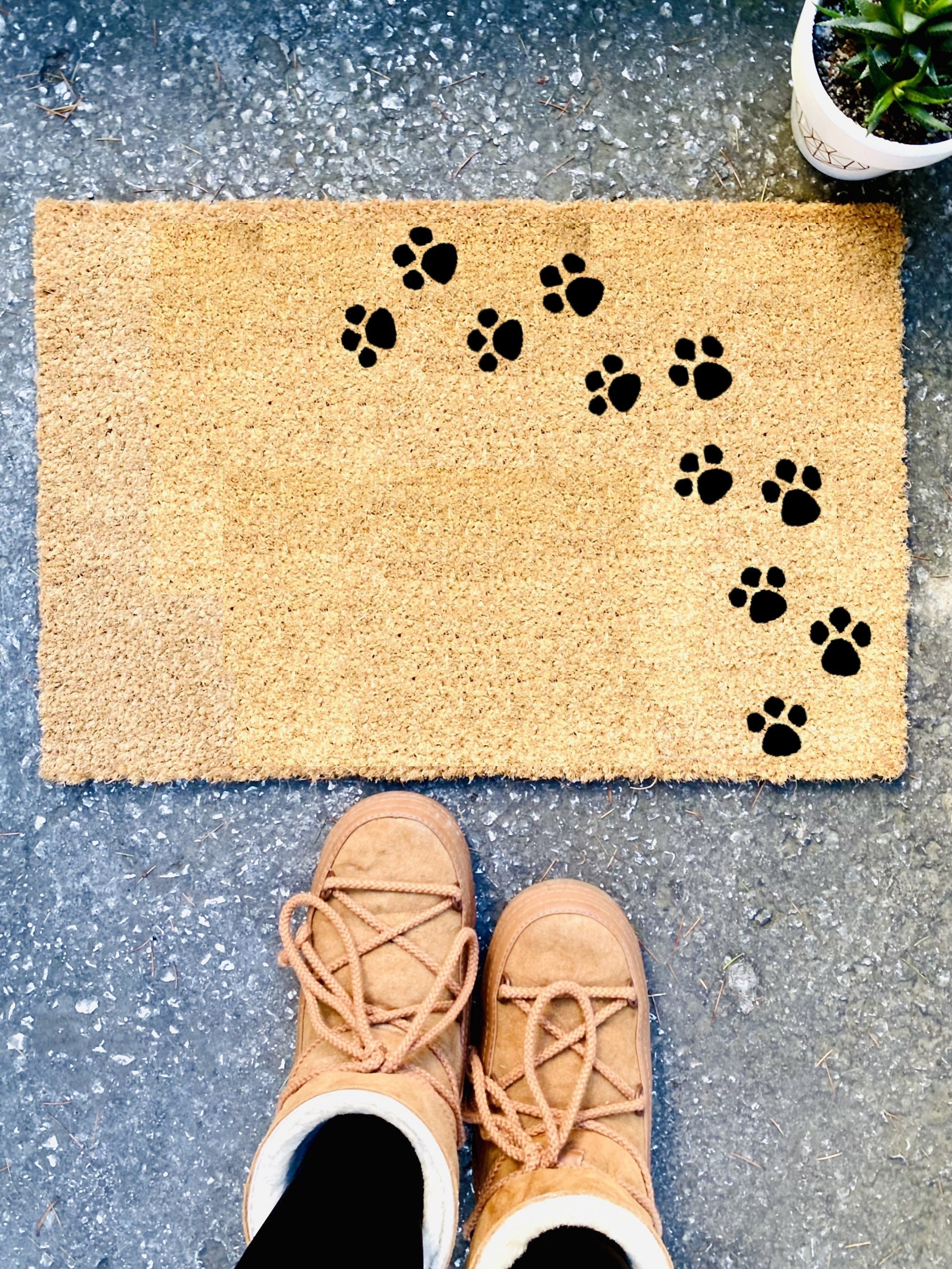Paw Coir Doormat, Dog Paw Welcome Rug, Dog Track, Home Sweet Home