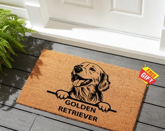 Paillasson Golden Retriever, tapis de bienvenue Golden Retriever personnalisé, tapis de chien personnalisé, cadeau pour les amoureux des chiens, cadeau parfait pour les propriétaires de chiens amoureux des animaux de compagnie