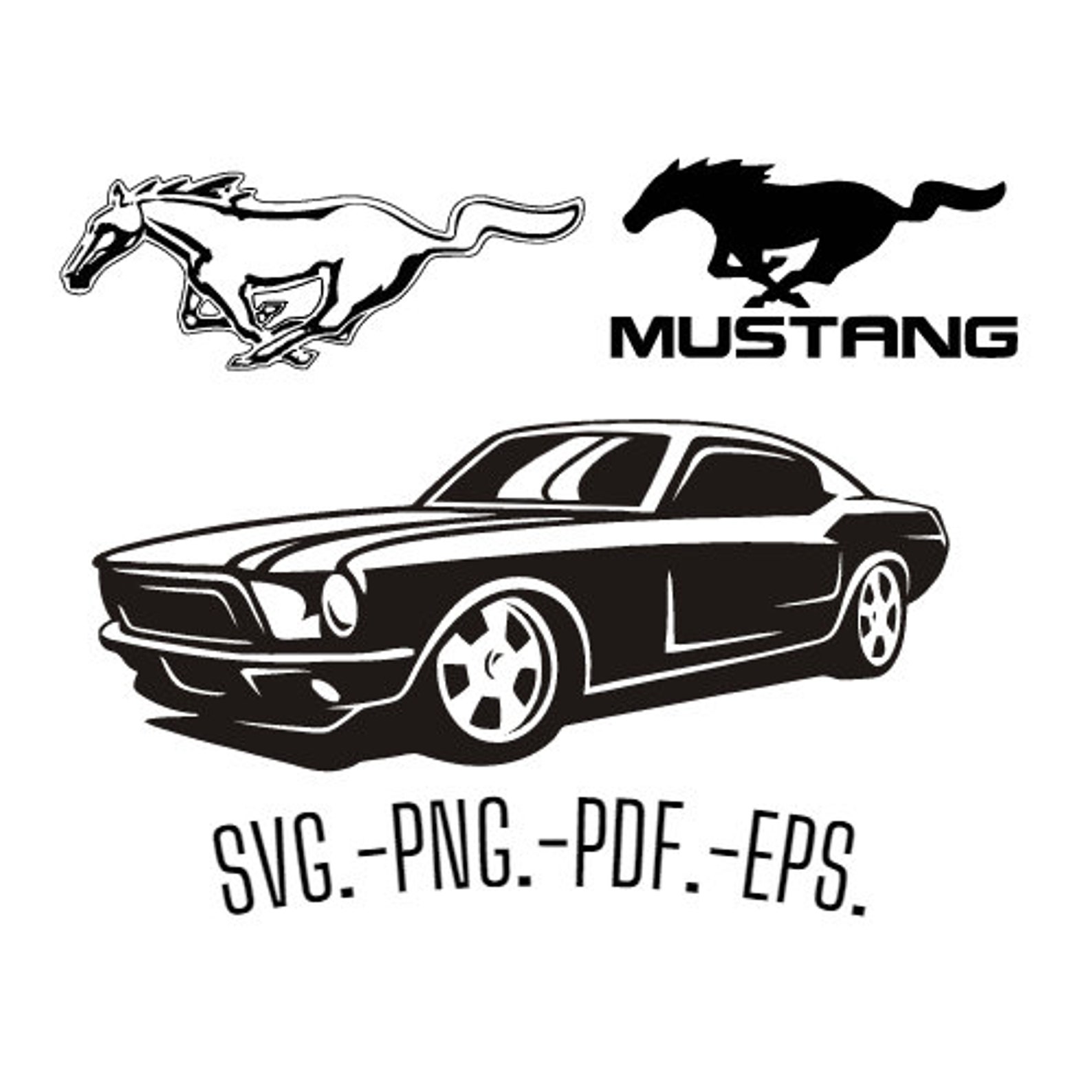 SVG PNG Print Mustang Decal High Quality Digital File Etsy