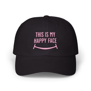 Gorra de béisbol unisex con la frase &quot;Esta es mi cara feliz&quot; sarcástica: gorra ajustable para papá con diseño de humor minimalista, gorra de béisbol divertida, gorra informal para papá