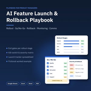 AI Product Launch Checklist, Go No Go Checklist, Rollback Plan Template, Launch Tracker Spreadsheet