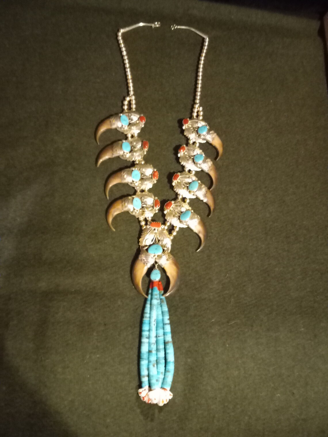 DD HMIJ Gilbert Ortega Native American Sterling Turquoise Red Coral