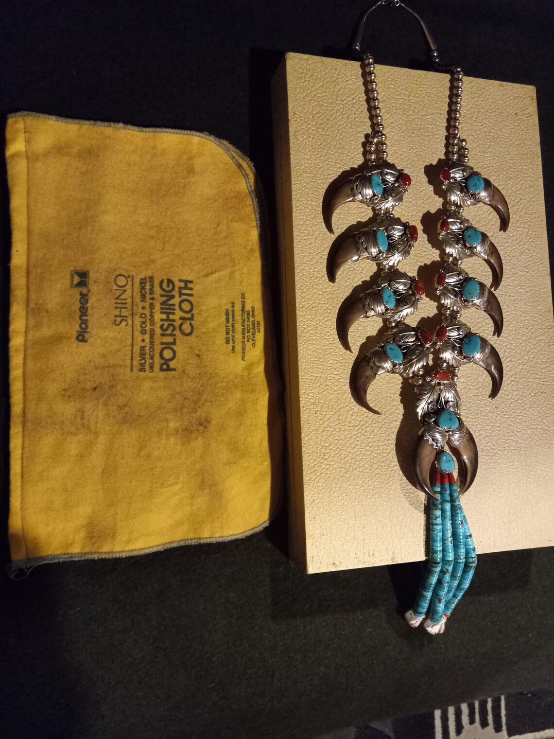 DD HMIJ Gilbert Ortega Native American Sterling Turquoise Red Coral