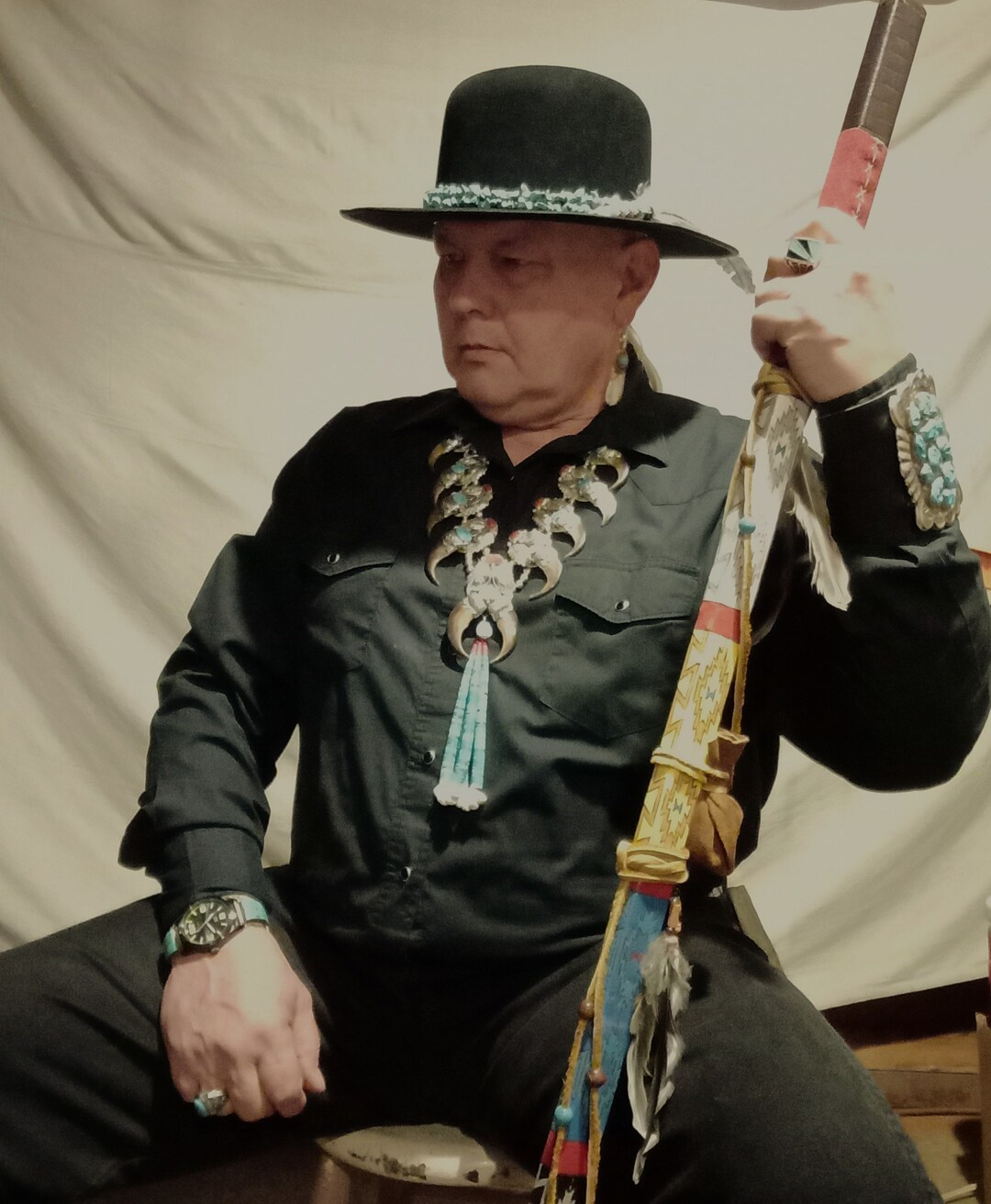 DD HMIJ Gilbert Ortega Native American Sterling Turquoise Red Coral