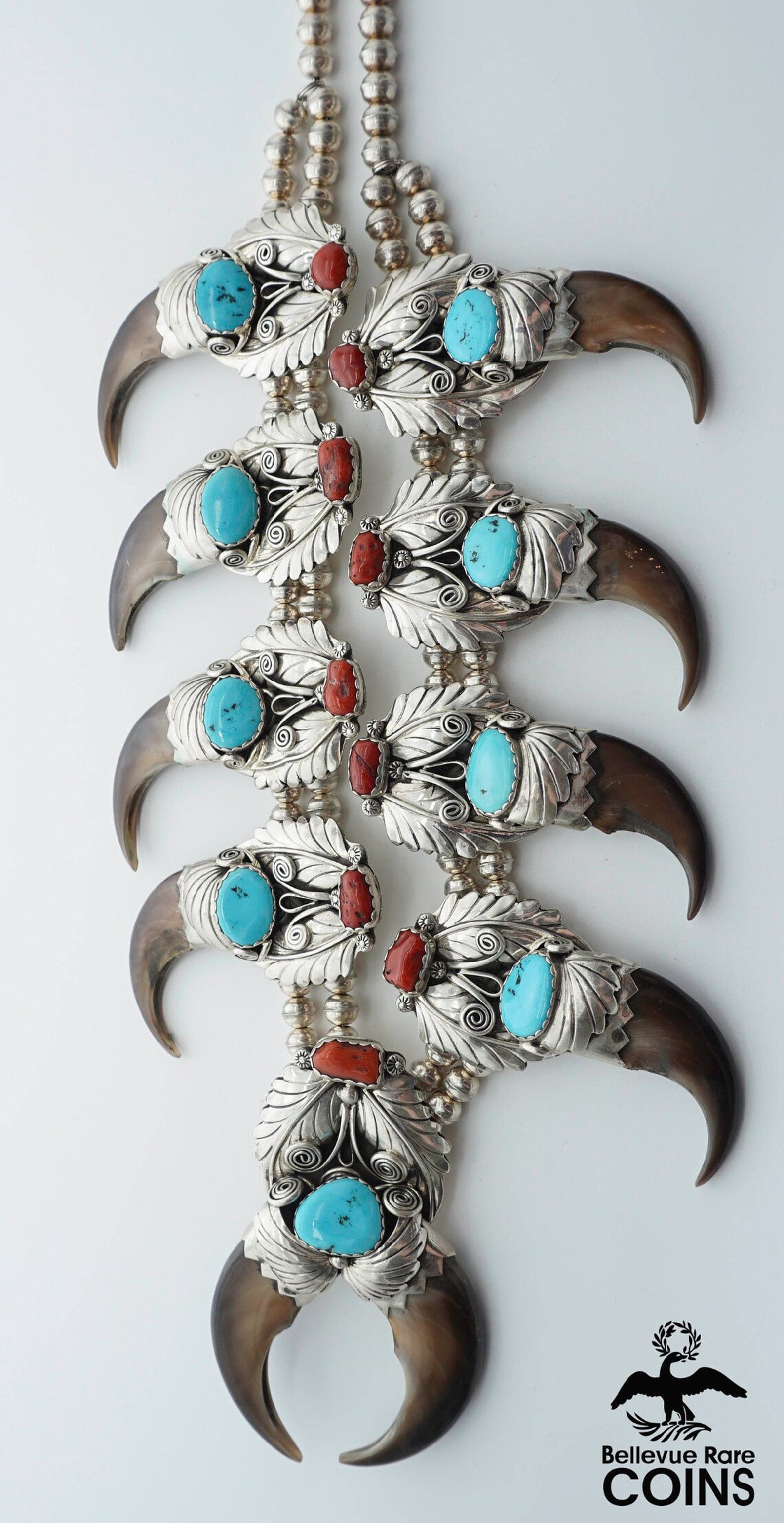 DD HMIJ Gilbert Ortega Native American Sterling Turquoise Red Coral