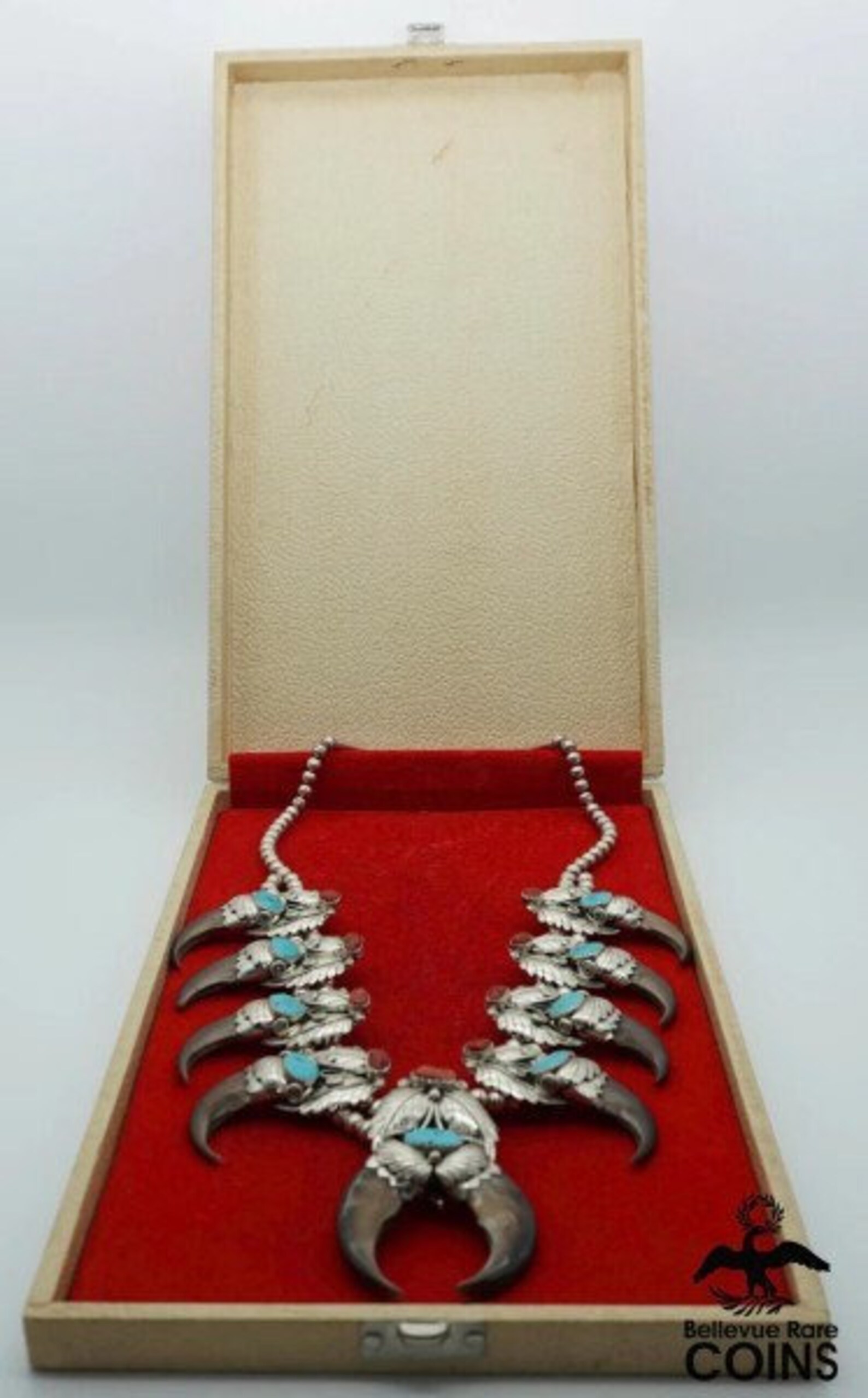 DD HMIJ Gilbert Ortega Native American Sterling Turquoise Red Coral