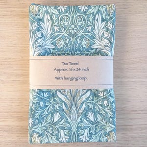 William Morris-theedoek, handgemaakt van katoen met ophanglus, ideaal cadeau Snakeshead-bosontwerp