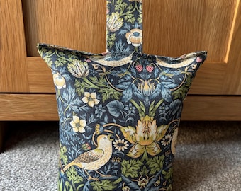 William Morris Doorstop Filled / Unfilled Home Decor Gift Fabric Door Stopper Handmade Door stop - Strawberry Thief Navy