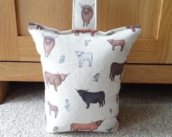 Highland Cows Doorstop Filled / Unfilled Home Decor Gift Fabric Door Stopper Handmade