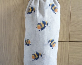 Carrier Bag Holder Dispenser Bag Tidy Handmade Linen Look Bees Ideal Gift Contemporary Kitchen