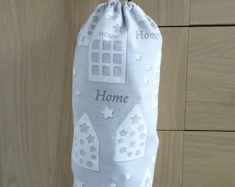 Carrier Bag Holder Dispenser Bag Tidy Handmade Linen Look Ideal Gift Contemporary Kitchen - Grey Home Design