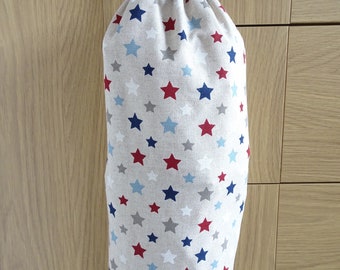 Carrier Bag Holder Dispenser Bag Tidy Handmade Linen Look Stars Ideal Gift Contemporary Kitchen