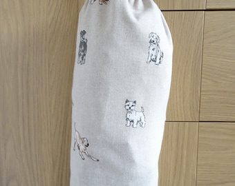 Carrier Bag Holder Dispenser Bag Tidy Handmade Linen Look Ideal Gift Contemporary Kitchen Dogs