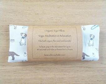 Organic Eye Pillow Yoga Meditation Relaxation Handmade Wellness Gift - Dogs Design