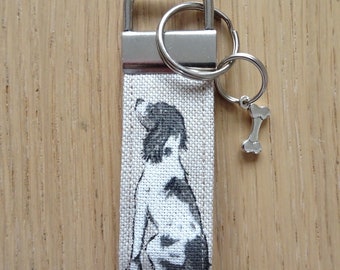 Spaniel Fabric Key Fob Keyring Handmade Key Holder With Charm Ideal Gift Stocking Filler Housewarming Dog Lover