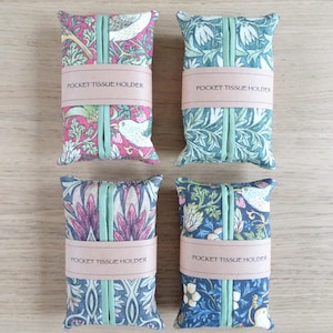 William Morris Pocket Tissue Holder Fabric Tissue Pouch Handbag Gym Car ideal gift