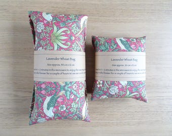 William Morris Lavender / Unscented Wheat Bag Heat Pack Microwave/Freezer Cold Compress Handmade Wellness Gift Heat Therapy Strawberry Thief