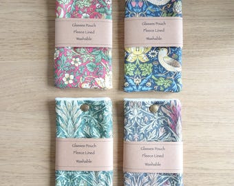 Fabric Glasses Case, Fleece Lined, Sunglasses Pouch, Ideal Gift, William Morris