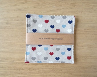 Jar & Bottle Gripper Opener Kitchen Aid Fabric Rubber Nonslip Grip Ideal Gift Stocking Filler Heart Design