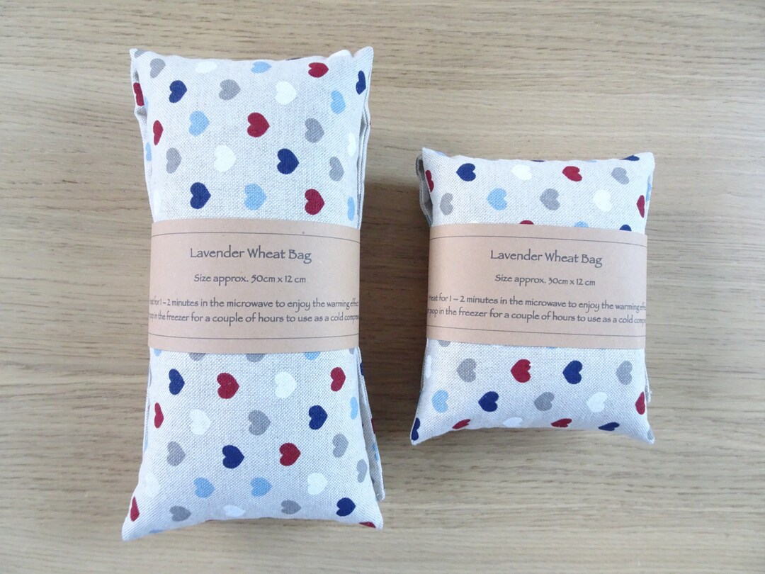 Hearts Lavender Wheat Bag Heat Pack Microwave / Freezer Cold Compress Handmade Wellness Gift
