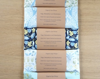 Organic Eye Pillow Yoga Meditation Relaxation Handmade Wellness Gift Voysey Birds In Nature Designs