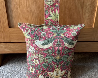 William Morris Doorstop Filled / Unfilled Home Decor Gift Fabric Door Stopper Handmade Door stop - Strawberry Thief Crimson